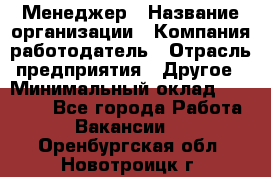 Менеджер › Название организации ­ Компания-работодатель › Отрасль предприятия ­ Другое › Минимальный оклад ­ 18 000 - Все города Работа » Вакансии   . Оренбургская обл.,Новотроицк г.